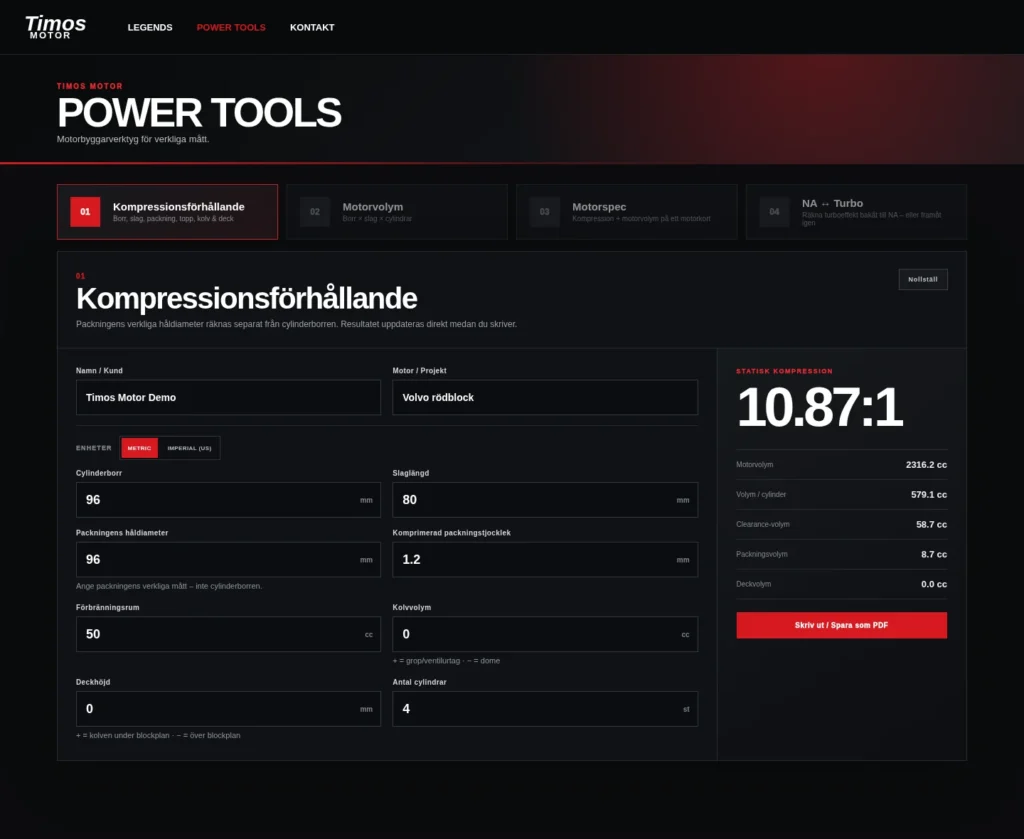 Timos Motor Power Tool 01 – Kompressionskalkylator
