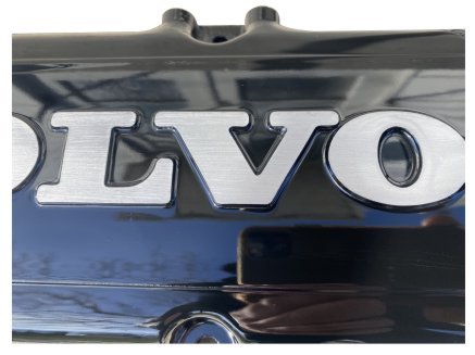 Ventilkåpa Volvo b230-f-fk svart borstad alu logo